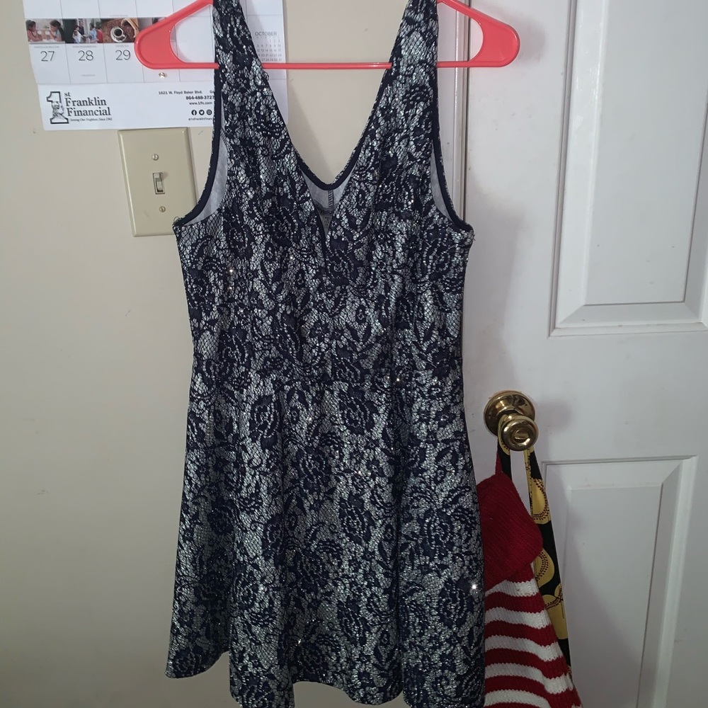 Navy and silver glitter dress